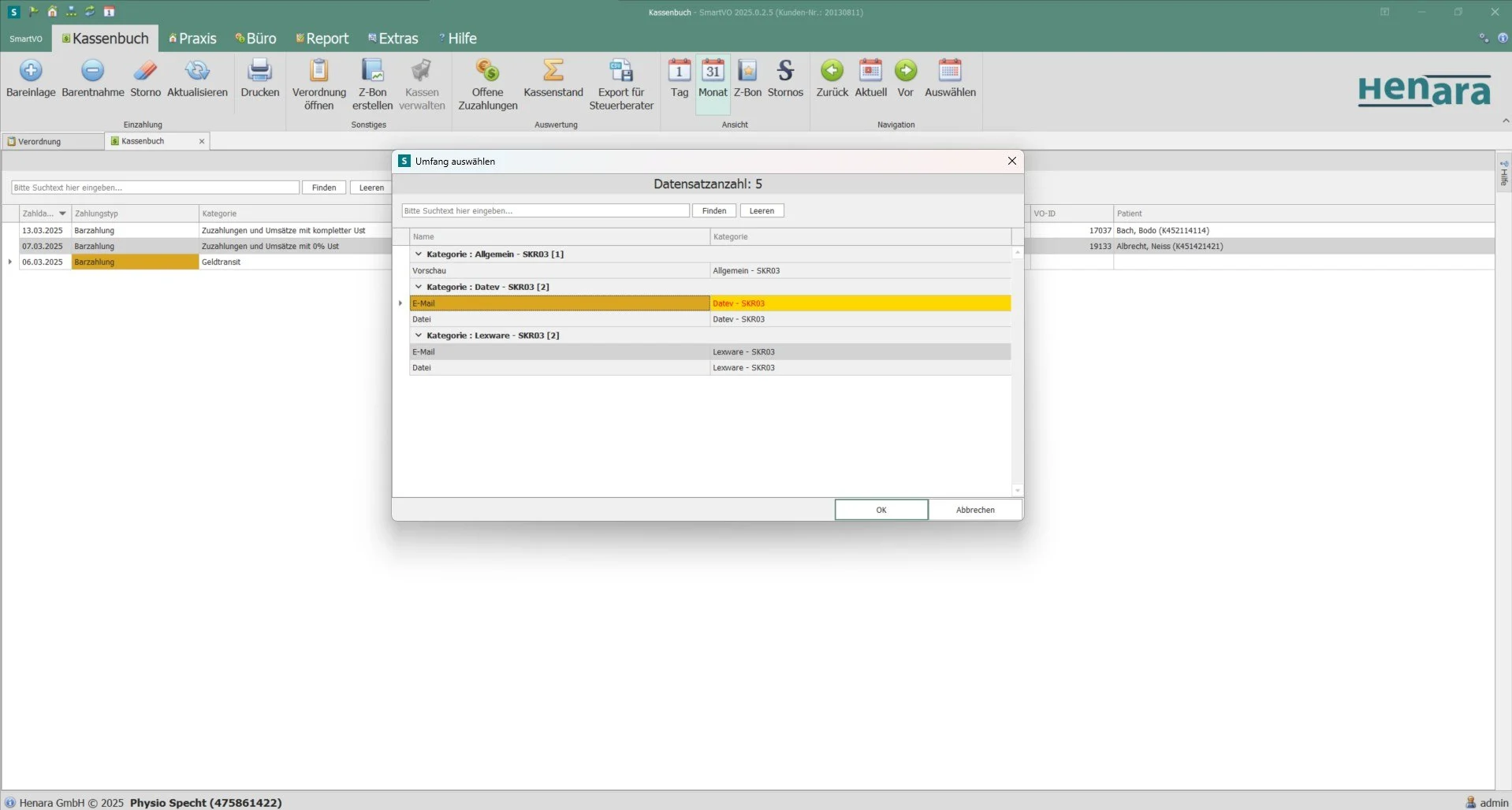 Steuerberater Export Henara Praxissoftware Abrechnung Datev Export