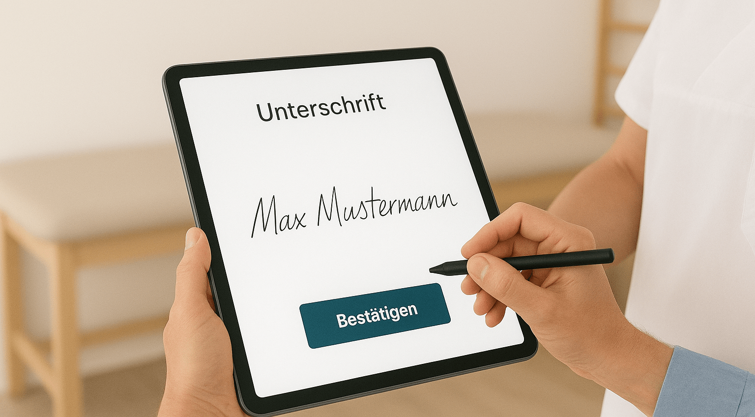 Digitale Unterschrift im Behandlungsraum