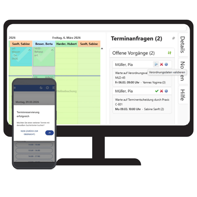 Mockuo Online Terminbuchung in Henara praxissoftware SMART.VO