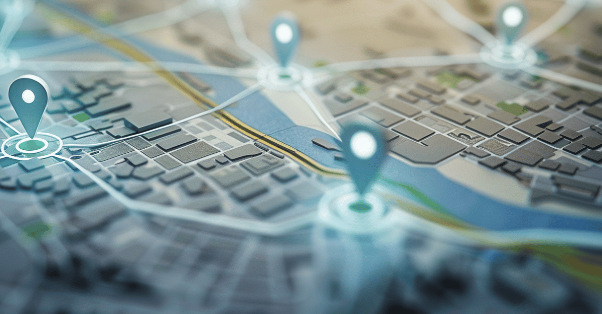 Abbildung einer Stadtkarte, die mehrere Standorte einer Therapiepraxis zeigt und für Expansion oder Praxisübernahme steht