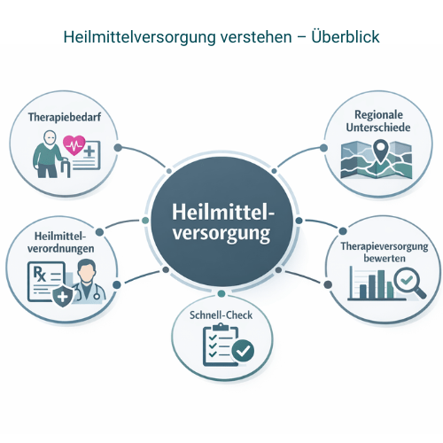 Übersicht der Heilmittelversorgung mit Therapiebedarf, Verordnungen und regionalen Unterschieden