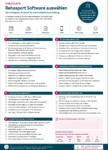 Checkliste zur Auswahl einer Rehasport Software mit Kriterien für Kursverwaltung, Teilnehmerverwaltung, digitale Leistungsbestätigung, Abrechnung und mobile Nutzung.