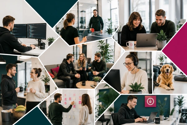 Team von HENARA bei der Zusammenarbeit in einem modernen Softwareunternehmen in Potsdam