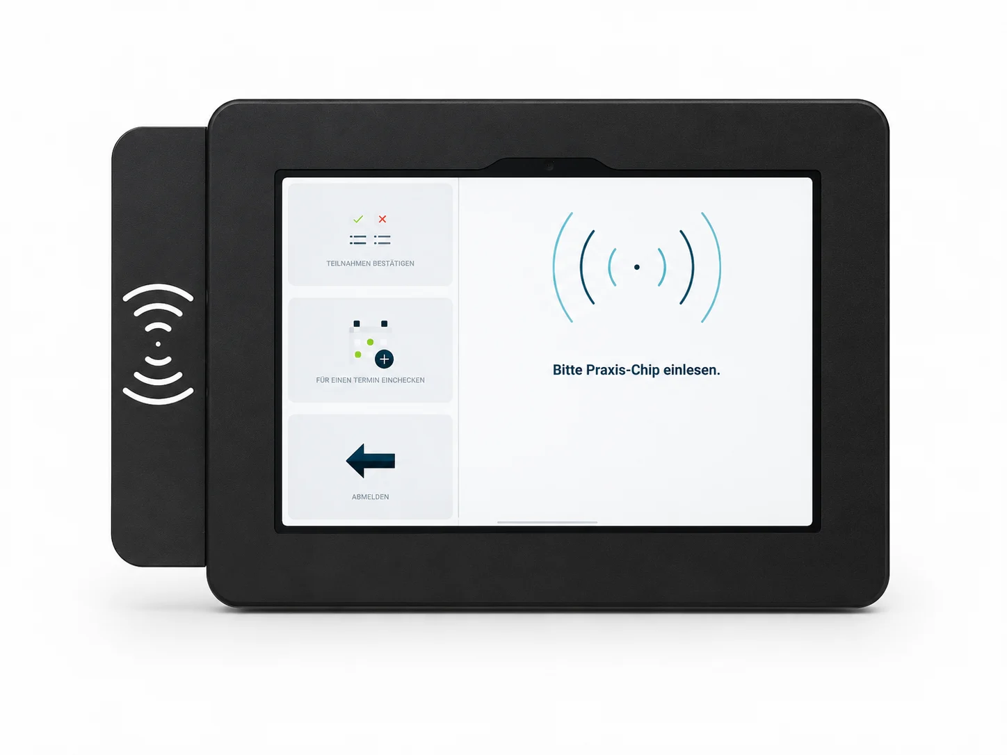 CHECK.IN Terminal mit Tablet und RFID-Lesegerät