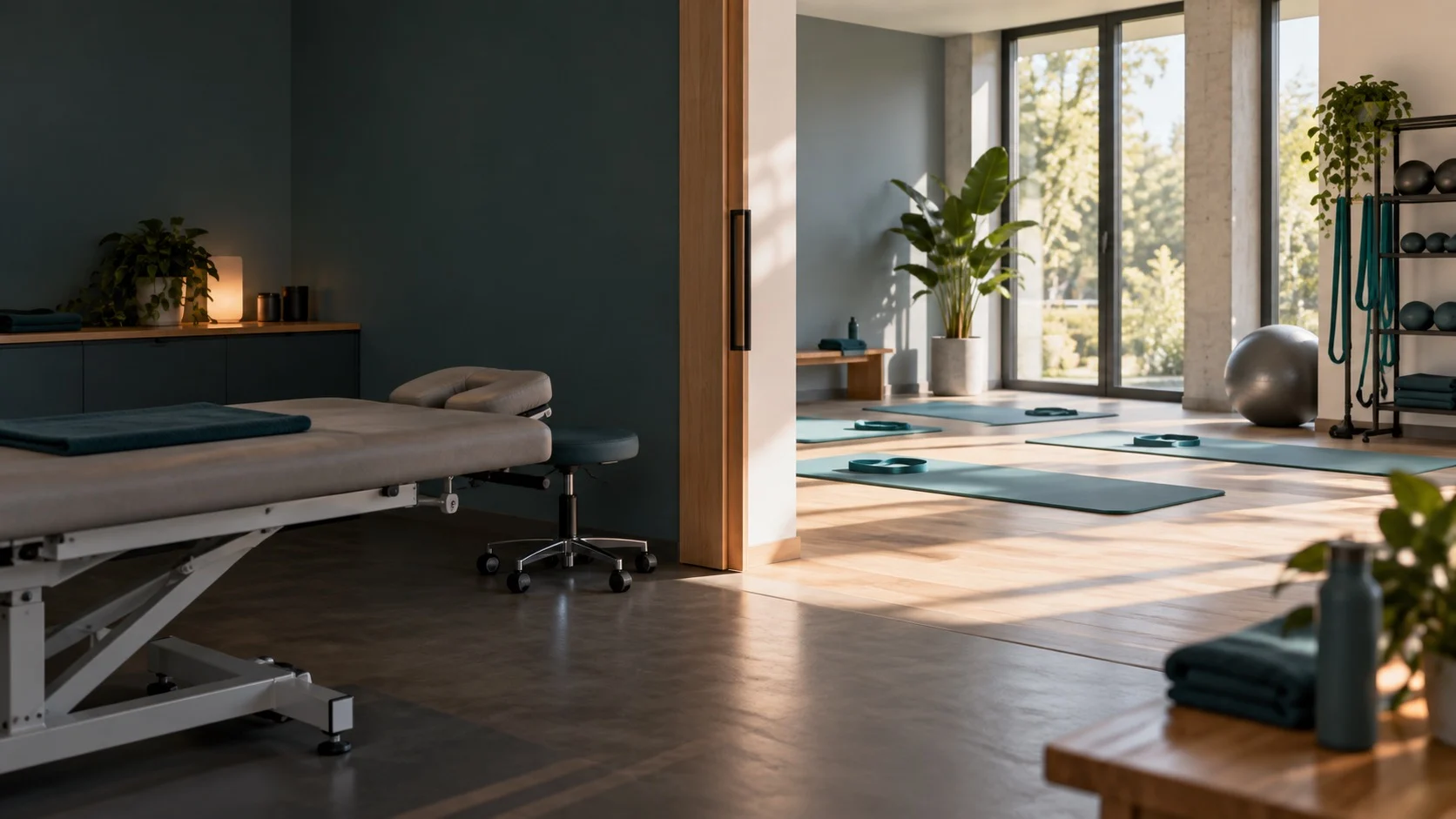 Rehasport Wissen – Artikelbild 18630 Heller Therapieraum mit Platz für ein Gruppenangebot